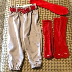 Youth small baseball pants, socks, belt.